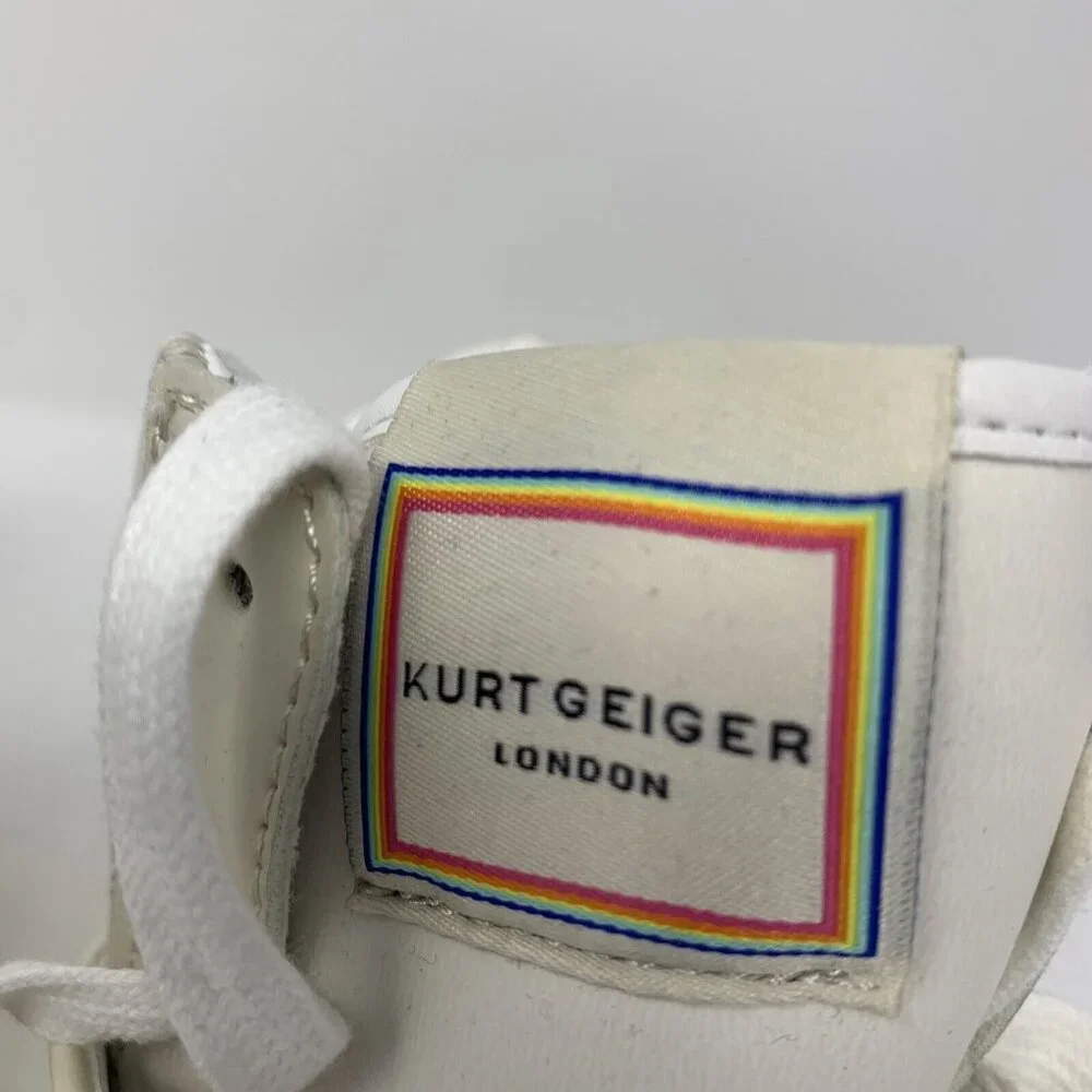 Kurt Geiger London Laney‎ Hi-Top Sneakers Men's 8 Beige Leather Lace Up S0682